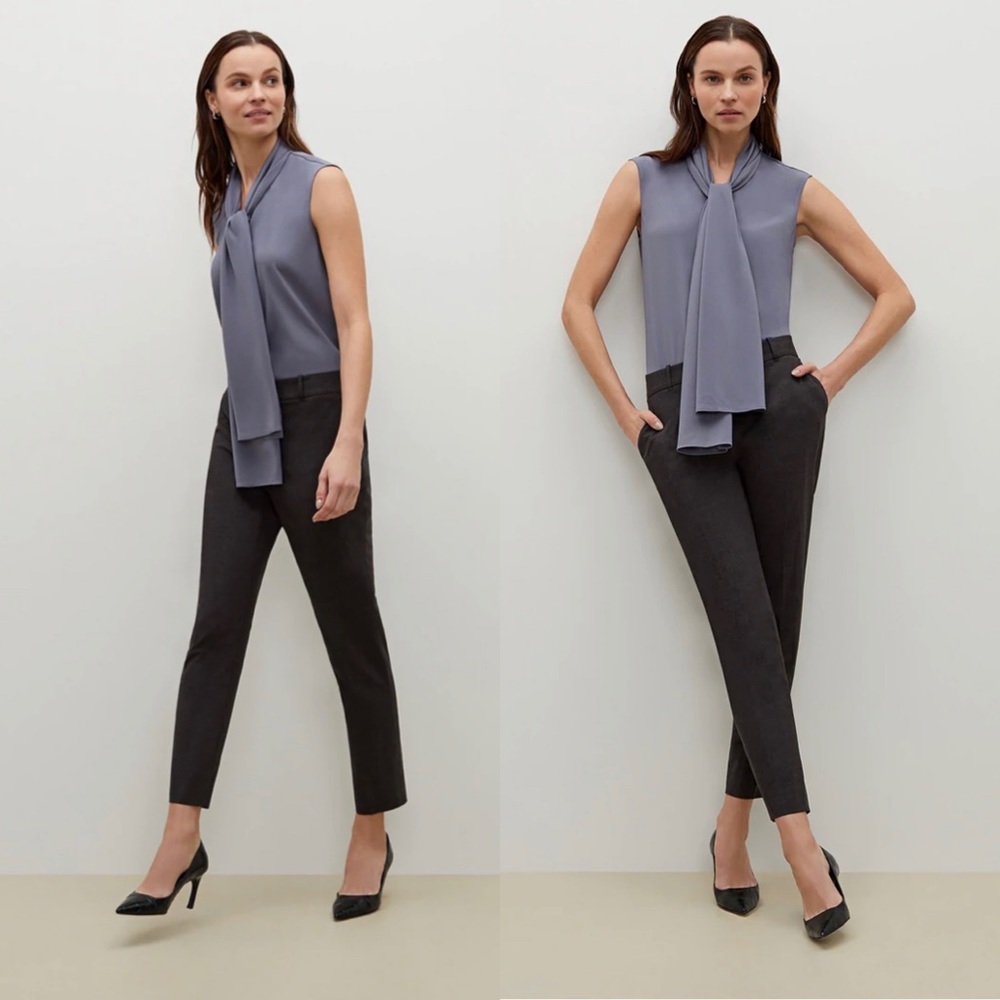 NWT MM Lafleur The Mejia Pant - Tropical Wool in Gray Melange Size 4